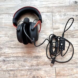 HyperX Cloud II Gaming Headset Wired USB Surround Sound Mic Black Red Gamer